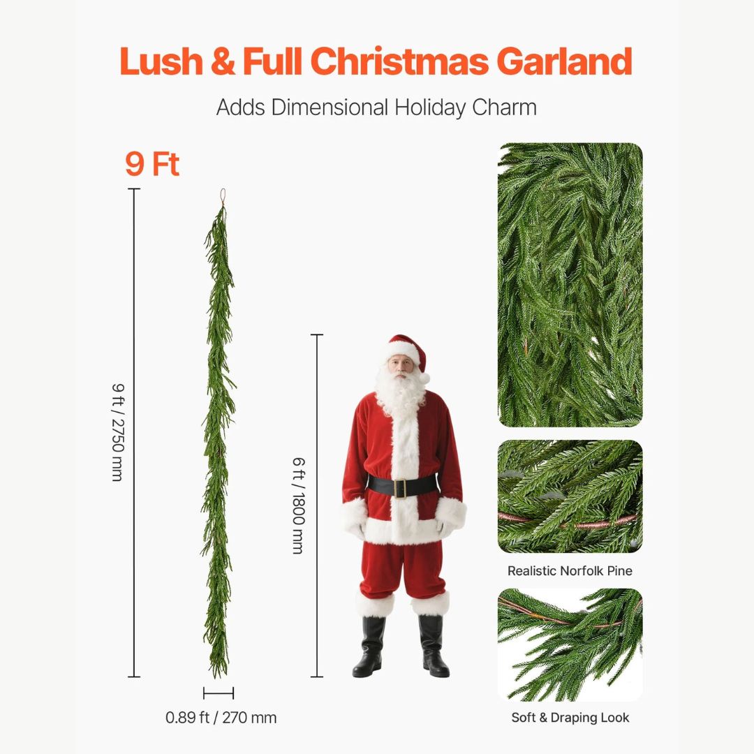 EverGreen™ – Faux 9ft Norfolk Christmas Garland