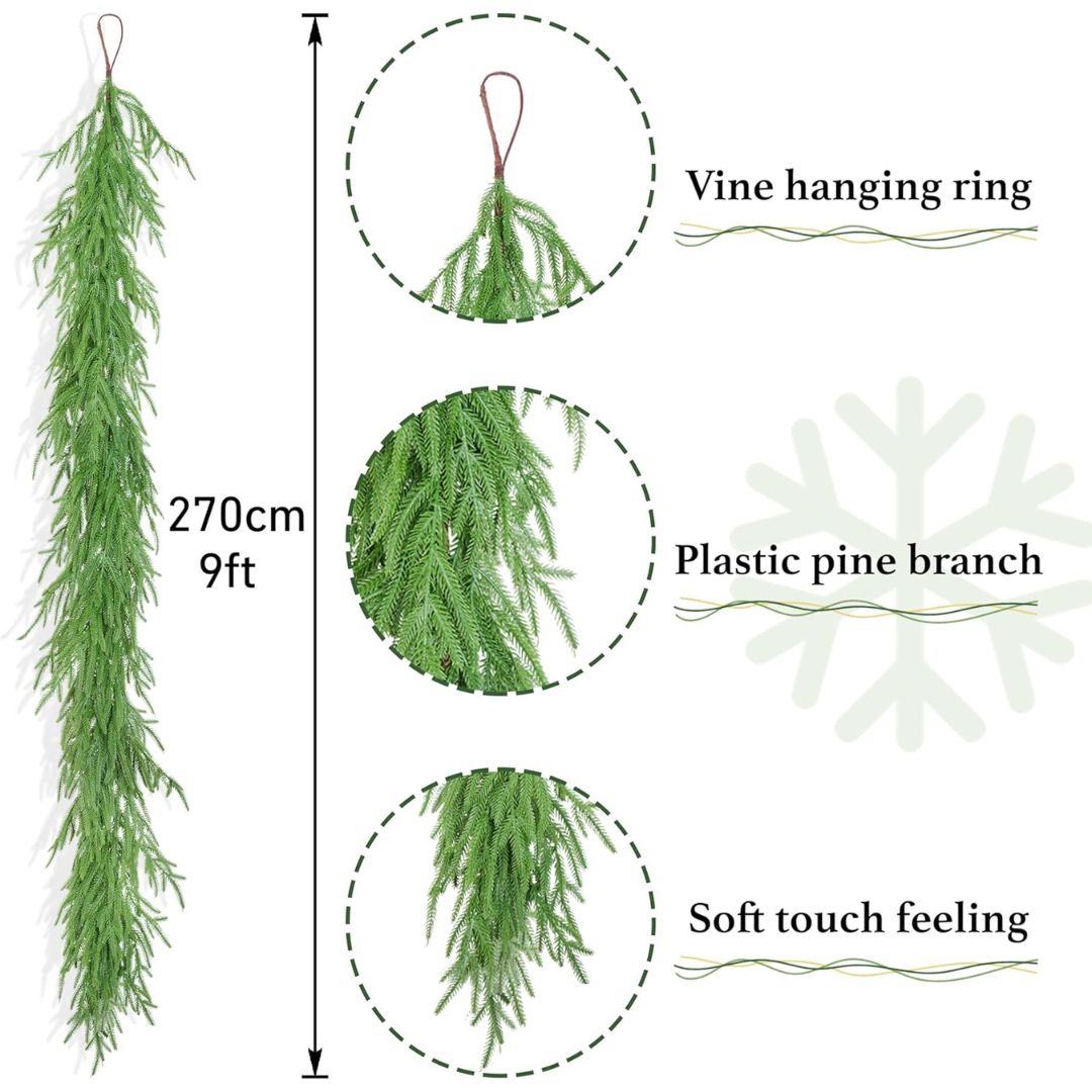 EverGreen™ – Faux 9ft Norfolk Christmas Garland